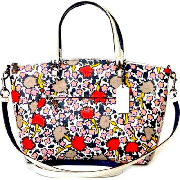 Rare Coach - Prairie Satchel - Yankee Floral - Polished Pebble Leather - F58876 - Picture 1 of 5